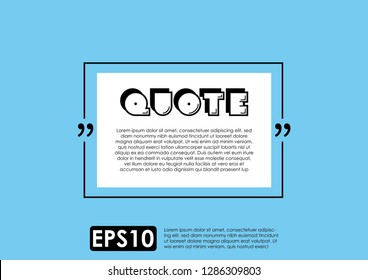 Illustration vector of typography design. Remark quote text box poster template concept. blank empty frame citation. Quotation paragraph symbol icon. double bracket comma mark. bubble dialogue banner.