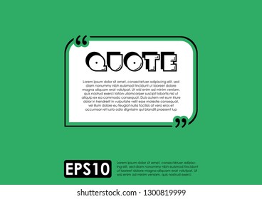 Illustration vector of typography design. Remark quote text box poster template concept. blank empty frame citation. Quotation paragraph symbol icon. double bracket comma mark. bubble dialogue banner.