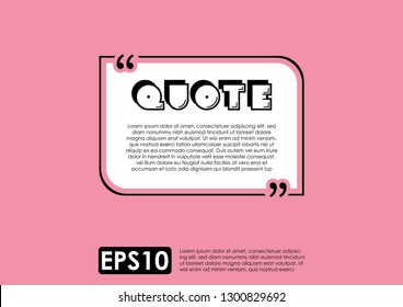 Illustration vector of typography design. Remark quote text box poster template concept. blank empty frame citation. Quotation paragraph symbol icon. double bracket comma mark. bubble dialogue banner.