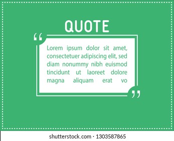illustration vector of typography design. remark quote text box poster template concept. blank empty frame citation. quotation paragraph symbol icon. double bracket comma mark. bubble dialogue banner.