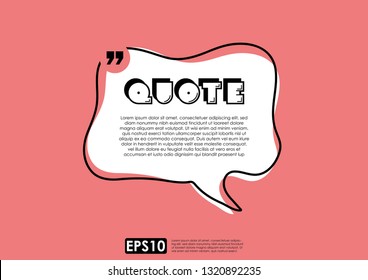 Illustration Vector Of Typography Design. Remark Quote Text Box Poster Template Concept. Blank Empty Frame Citation. Quotation Paragraph Symbol Icon. Double Bracket Comma Mark. Bubble Dialogue Banner.