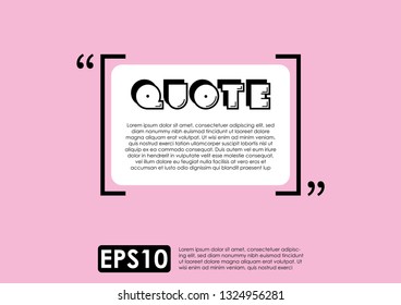Illustration vector of typography design. Remark quote text box poster template concept. blank empty frame citation. Quotation paragraph symbol icon. 