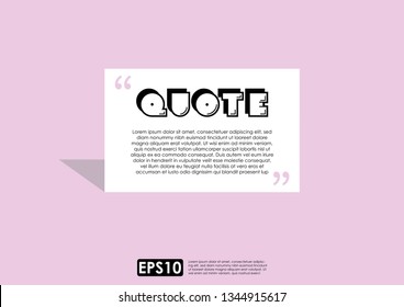 Illustration vector of typography design. Remark quote text box poster template concept. blank empty frame citation. Quotation paragraph symbol icon. double bracket comma mark. bubble dialogue banner.