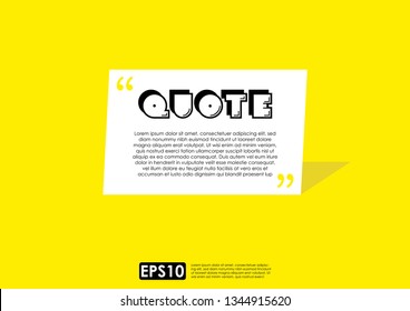 Illustration vector of typography design. Remark quote text box poster template concept. blank empty frame citation. Quotation paragraph symbol icon. double bracket comma mark. bubble dialogue banner.