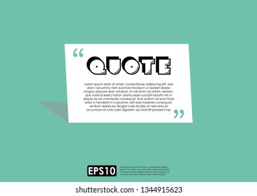 Illustration vector of typography design. Remark quote text box poster template concept. blank empty frame citation. Quotation paragraph symbol icon. double bracket comma mark. bubble dialogue banner.