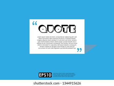 Illustration vector of typography design. Remark quote text box poster template concept. blank empty frame citation. Quotation paragraph symbol icon. double bracket comma mark. bubble dialogue banner.