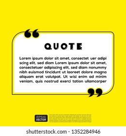 Illustration Vector: typography design. Remark quote text box poster template concept. blank empty frame citation. Quotation paragraph symbol icon. double bracket comma mark. bubble dialogue banner