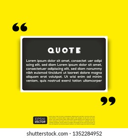 Illustration Vector: typography design. Remark quote text box poster template concept. blank empty frame citation. Quotation paragraph symbol icon. double bracket comma mark. bubble dialogue banner