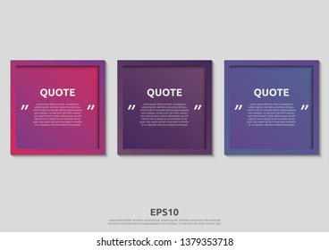 Illustration vector of typography design. Remark quote text box poster template concept. blank empty frame citation. Quotation paragraph symbol icon. double bracket comma mark. bubble dialogue banner.