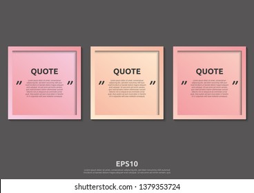 Illustration vector of typography design. Remark quote text box poster template concept. blank empty frame citation. Quotation paragraph symbol icon. double bracket comma mark. bubble dialogue banner.