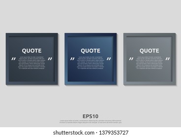 Illustration vector of typography design. Remark quote text box poster template concept. blank empty frame citation. Quotation paragraph symbol icon. double bracket comma mark. bubble dialogue banner.