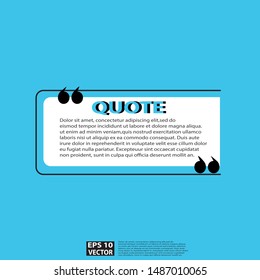 Illustration vector: typography design. Remark quote text box poster template concept. Blank empty frame citation. Quotation paragraph symbol icon. Double bracket comma mark. bubble dialogue banner.