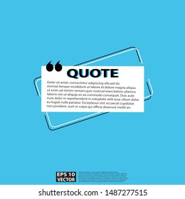 Illustration vector: typography design. Remark quote text box poster template concept. Blank empty frame citation. Question paragraph symbol icon. Double bracket comma mark. bubble dialogue banner.