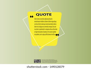 Illustration vector of typography design. Remark quote text box poster template concept. Blank empty frame citation. Quotation paragraph symbol icon. Double bracket comma mark. Bubble dialogue banner.