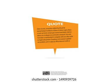 Illustration vector of typography design. Remark quote text box poster template concept. Blank empty frame citation. Quotation paragraph symbol icon. double bracket comma mark. Bubble dialogue banner.