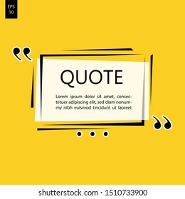 Illustration Vector Of Typography Design. Remark Quote Text Box Poster Template Concept. Blank Empty Frame Citation. Quotation Paragraph Symbol Icon. Double Bracket Comma Mark. Bubble Dialogue Banner.