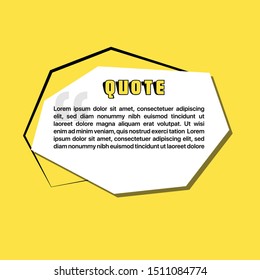 Illustration Vector: typography design. Remark quote text box poster template concept. blank empty frame citation. Quotation paragraph symbol icon. double bracket comma mark. bubble dialogue banner
