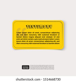 Illustration Vector: typography design. Remark Testimony text box poster template concept.  Quotation paragraph symbol icon. double bracket comma mark.