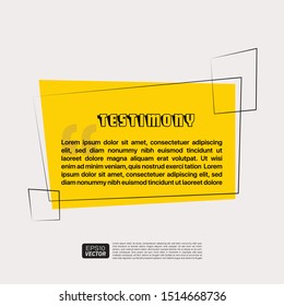 Illustration Vector: typography design. Remark Testimony text box poster template concept.  Quotation paragraph symbol icon. double bracket comma mark.