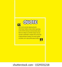 Illustration vector: typography design. Remark quote text box poster template concept. blank empty frame citation. Quotation paragraph symbol icon. double bracket comma mark. bubble dialogue banner.