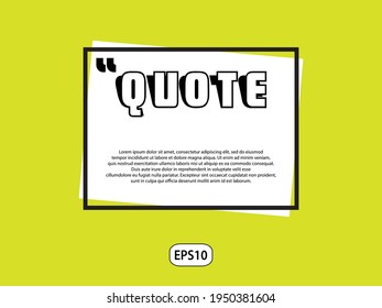 Illustration vector of typography design. Remark quote text box poster template concept. blank empty frame citation. Double bracket comma mark. bubble dialogue banner.