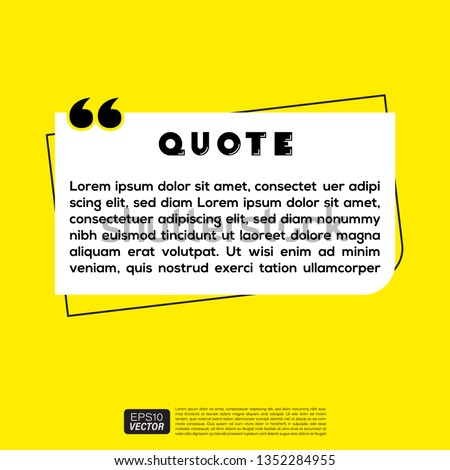 Illustration Vector: typography design. Remark quote text box poster template concept. blank empty frame citation. Quotation paragraph symbol icon. double bracket comma mark. bubble dialogue banner