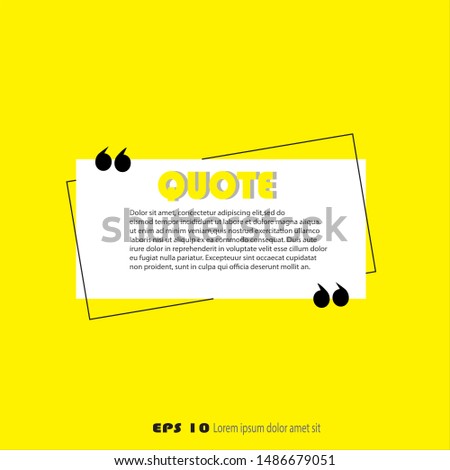 Illustration vector: typography design. Remark quote text box poster template concept. blank empty frame citation. Quotation paragraph symbol icon. double bracket comma mark. bubble dialogue banner.