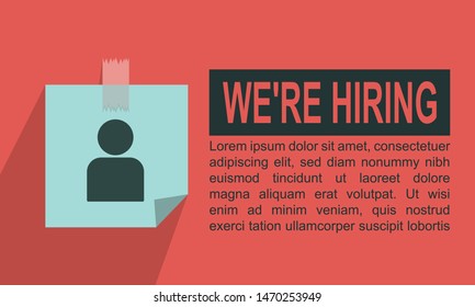 An Illustration Vector Of Typography, Quotation And Citation Design For Vacancy And Hiring Advertisement With Word 'we're Hiring'. Office And Business Concept. 