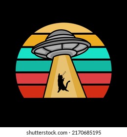 ilustración vectorial ufo robando gato perfecto para símbolo, logotipo, impresión, etc.