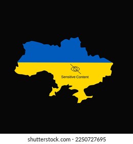 illustration vector of ukraine map with note sensitive content perfect for print,apparel,etc