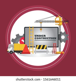 Illustration vector of under construction annoucement