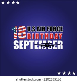 Illustration vector of U.S. Air Force Birthday. September 18. Holiday concept with silhouete aircraft. perfect for Template  background, banner, card, poster with text inscription. blue background