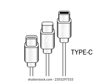 Illustration vector: USB type C icon cable 3