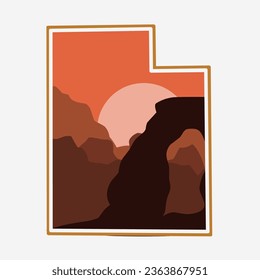 illustration vector of utah national park in silhouette perfect for print,etc