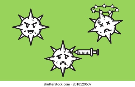 Illustration vector of vaccines beat covid 19. Suitable for design of healthcare and medical product