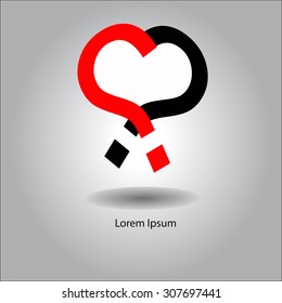 illustration vector valentine's day heart shape made of two question marks, creative design.