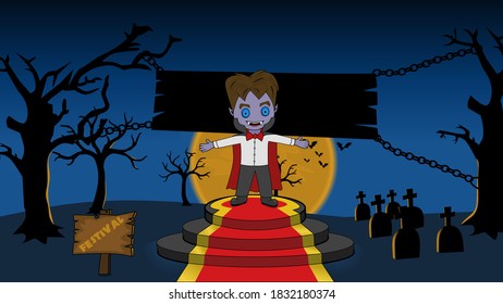 Illustration vector of a vampire at a festival at midnight.  great for halloween celebrations.