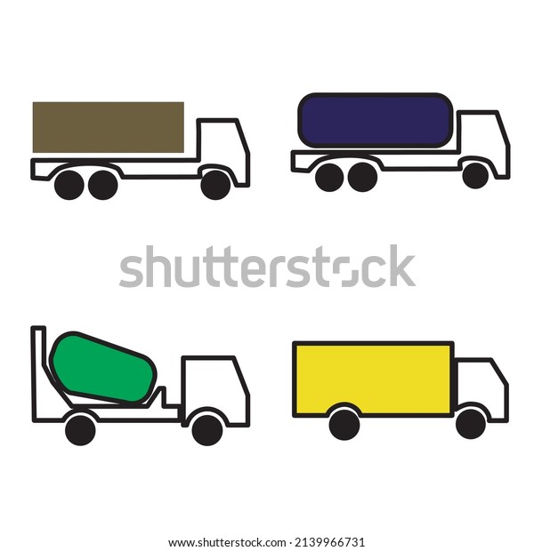 illustration vector of van set. Commercial van\
icons set in\
color.