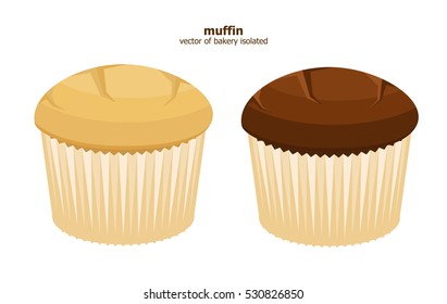 Illustration vector of vanilla and chocolate muffins.
