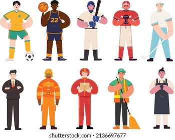 Illustration vector of various careers and professions 