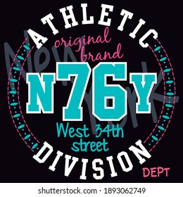 Ilustración de diseño vectorial para camiseta. Impresión de camiseta de la universidad. Gráficos de tipografía para ropa deportiva y ropa. Ilustración vectorial.