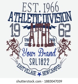 Illustration vector varsity fashion design with numbers and background