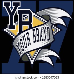 Illustration vector varsity fashion design with numbers and background
