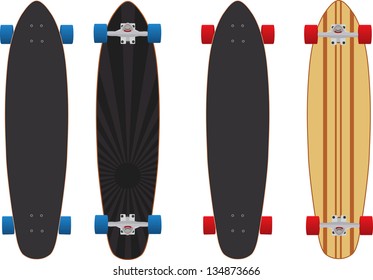 Illustration vector version 8 of two different longboard skateboard