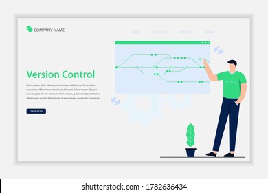 Illustration vector Version control landing page. lat vector simple element illustration from the editable technology concept. Suitable for landing page, web, flyer, website, and banner.