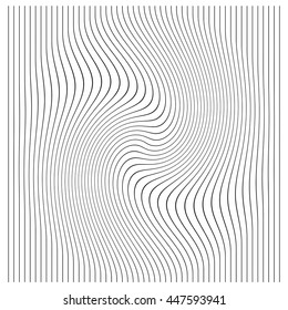 illustration vector vertical lines with stripes pattern or background with wavy, curving distortion effect.