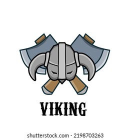 illustration vector of viking helm and axe perfect for emblem ,etc.