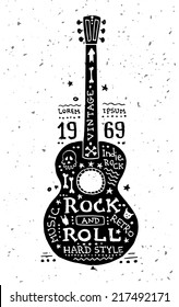 Illustration Of Vector Vintage Grunge Label With Guitar