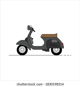 Illustration Vector: vintage vespa drawing 