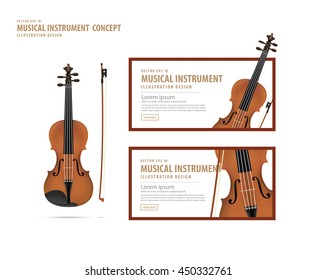 Illustration vector violin, Musical instrument design realistic style and banner layout for commercial.